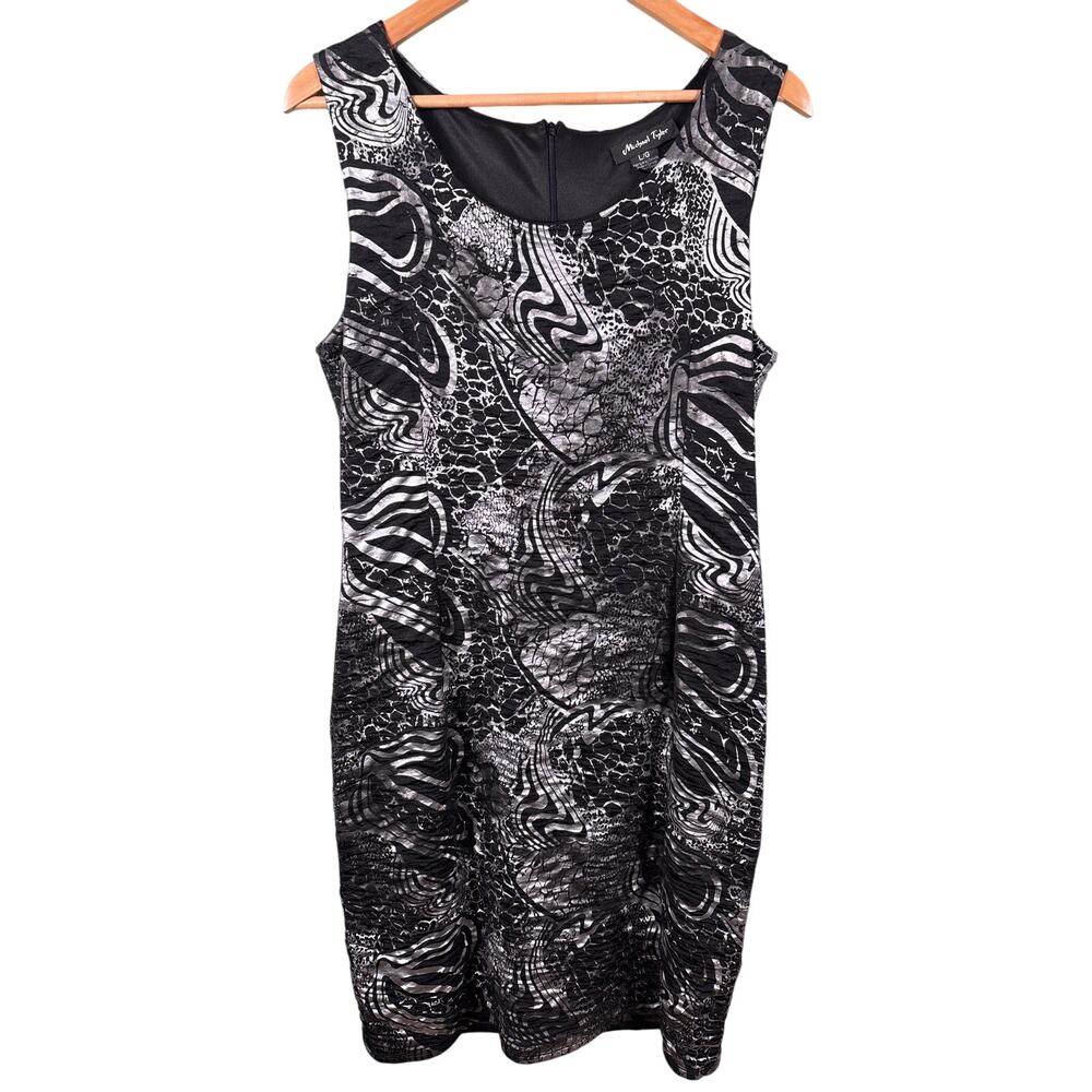 Michael Tyler Dress Women's Large Black Animal Print Abstract Casual Office Corp